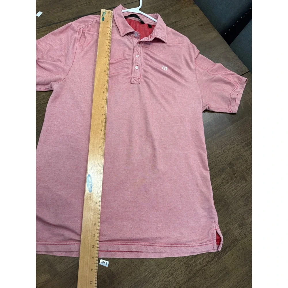 TravisMathew Mens Short Sleeve Polo Shirt Heathered Red Size‎ M Golf Sporty